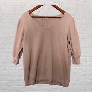 Maurices Pink Sweater‎ Ribbed Puff Short Sleeve Casual Pull Over Top Size XL